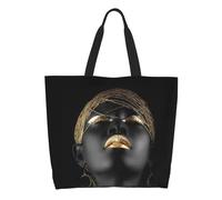 BYHSEPQ Custom African Queen Shopping Canvas Bag Women Portable Large Capacity Groceries Women Tote Shopper Bags