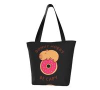 BYHSEPQ Custom Capybara On A Donut Grocery Shopping Bag Funny Print Canvas Shopper Shoulder Tote Bag Big Capacity Portable Handbag