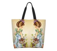 BYHSEPQ Custom Cartoon Grocery Tote Shopping Bags Women Kawaii Flower Girl Canvas Shopper Shoulder Bag Big Capacity Handbag