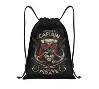 BYHSEPQ Custom Funny Pirate Captain Skull Drawstring Backpack Sports Gym Bag for Women Men Nautical Sailor Shopping Sackpack