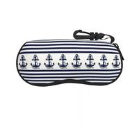 BYHSEPQ Custom Nautical Stripes With Navy Blue Anchor Glasses Case Portable Sailing Sailor Shell Eyeglasses Case Sunglasses Box