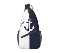 BYHSEPQ Custom Nautical White Navy Blue Anchor Sling Chest Crossbody Bag Men Casual Shoulder Backpack for Traveling