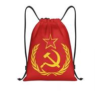 BYHSEPQ Custom USSR Hammer And Sickle CCCP Russian Soviet Flag Drawstring Bag for Training Yoga Backpacks Men Women Sports Gym Sackpack