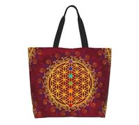 BYHSEPQ Cute Printing Flower Of Life Tote Shopping Bags Washable Canvas Shoulder Shopper Spirituality Yoga Zen Mandala Handbag