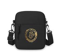 BYHSEPQ Gold bitcoin symbol splattered black background Men Crossbody Bag Single Shoulder Women Cartoon Anime Film Printing Design Unise