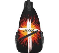 BYHSEPQ Jesus Cross Sling Bag Crossbody Chest Backpack Christian Shoulder Bag Casual Daypacks