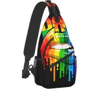 BYHSEPQ Mens Women Shoulder Chest Sling Bags Lgbt Pride Lips Black Backpacks for Travel Outdoors Running Fashion Casual Crossbody Bags