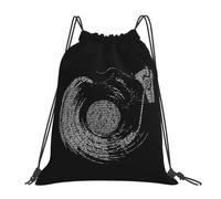 BYHSEPQ Old Vinyl Records Urban Turntable Backpacks Casual Portable Drawstring Bags Sports Bag Book Bags For Man Woman Students