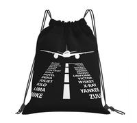 BYHSEPQ Phonetic Alphabet Pilot Airplane Aviation Gift Backpacks Casual Portable Drawstring Bags Sports Bag Book Bags For Travel School