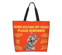 BYHSEPQ Recycling Yorkshire Terrier Shopping Bag Women Shoulder Canvas Tote Bag Portable Cute Yorkie Dog Grocery Shopper Bags