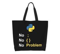 BYHSEPQ Reusable Funny Python Programmer Developer Bag Shoulder Canvas Tote Bag Washable Programming Language Coder