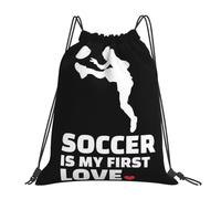BYHSEPQ Soccer Is My First Love Silhouette Lovers Backpacks Casual Portable Drawstring Bags Sports Bag Book Bags For Man Woman Students
