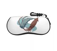 BYHSEPQ Sperm Whale Vs Giant Squid Shell Glasses Case Protective Sunglasses Box Women Men Soft Eyeglasses Bag Pouch
