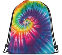 BYHSEPQ Tie Dye Drawstring Bags Backpack Bag Colorful Psychedelic Rainbow Colorful Abstract Pattern Art Design Sport