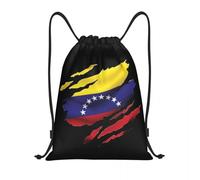 BYHSEPQ Venezuela Ripped Flag Bag Drawstring Backpack Sports Gym Sackpack Venezuelan String Bags for Exercise