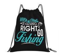 BYHSEPQ When Nothing Goes Right Go Fishing Backpacks Fashion Portable Drawstring Bags Sports Bag Book Bags For Travel Students