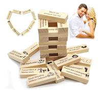 Byhsoep Block Tower Game, German Tower Stacking Game for Adults, 48 Pieces Tower Game for Couples, German Stacking Game Made of Wooden Blocks for Couples, Funny Couples Game for Adults