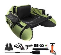 byhsports Fishing Float Tube with Adjustable Backpack Straps, Storage Pockets, Fish Ruler, Fly Fishing Boat with Pump, Oar, Rod Holder and Mount, Fins, 350LBS Load Bearing Capacity, FT003,Green