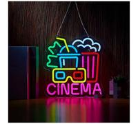 Byicoo Hanging Art Neon Signs Cinema Neon Sign Dimmable Light Wall Decor for Room Party Birthday Handmade