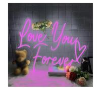 Byicoo Hanging Art Neon Signs Lights Love You Forever Heart Shaped neon Dimmable Night
