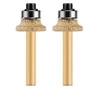 BYINGS 1/2Pcs Brazed Diamond Router Bits with 6.35mm Shank for Granite Marble Router Cutter Profiling Cutting Stone Edge Engraving Tool