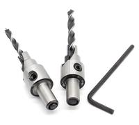 BYINGS 2pc Countersink Drilling 3 Steps Drill Bits Set Reamer Screw Wood Window Hinge Hole Saw Chamfer 4 6 5 7mm Steps 8mm Shank