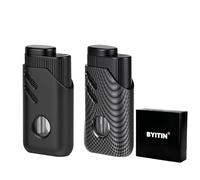 Byitin Triple Jet Flame Lighter, 2 Pack Windproof Lighters, Refillable Butane Gas Lighters, lighters multipack, Adjustable Flame with ease, Gifts for Men (Without Gas)