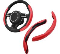 byjgs Car Steering Wheel Cover Carbon Fiber for Skoda Enyaq Citigo Roomster Fabia Scala, Anti Slip Breathable Segmented Steering Wheel Cover Comfortable,A