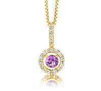 ByJoy Women's 925 Sterling Silver Solitaire Pendant Amethyst with Cubic Zirconia on 45 cm Chain Rose Gold Plated Necklace