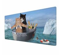 BYJUMB Funny Cats on A Boat Mouse Pad Picnic on The Sea Titanic Parody XL Gaming Mouse Keyboart Mat for Desk,Computer,Office,Home 35.4"X15.7"