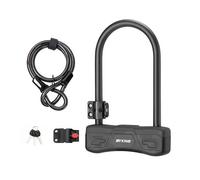 BYKING Bike Lock, Heavy Duty Bicycle D Lock with Cable, 3 High-Security Keys and 1.2m Steel Cable for Road, Electric, Folding, Mountain Bike and Scooter.