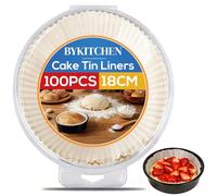 BYKITCHEN 18cm Round Cake Tin Liners, Baking Parchment