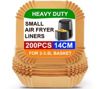 BYKITCHEN 200PCS Air Fryer Liners for Chefman Mini/Midea Compact/Cosori Small/Daewoo 2L, 5.5 Inch Disposable Parchment Paper Liners, Non-Stick Air Fryer Accessories for Single Baskets