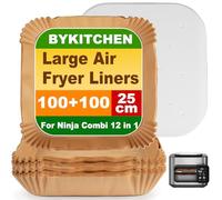 BYKITCHEN 200PCS Air Fryer Liners for Ninja Combi 12-In-1 Multi-Cooker, 100PCS Disposable Air fryer Liners & 100pcs Perforated Parchment Paper, Compatible with Ninja Microwave Oven, Air Fryer SPF700UK