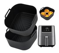 BYKITCHEN 2PCS Air Fryer Liners Silicone for Chefman/Cosori Small/Mini 2L Square Airfryer, 5.5 Inch Silicone Liners/Trays for Air Fryer, Also Compatible with Daewoo & Other Single Fryers