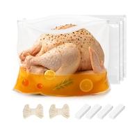 BYKITCHEN 4PCS Turkey Brining Bag, Thickened Extra Large 55 x 66cm Turkey Brine Kit Double Zippers Seal Brine Bags, Ideal for Marinating & Brining Christmas Chicken Meat up to 15kg