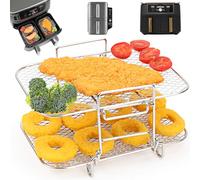 BYKITCHEN Air Fryer Accessories for Ninja Foodi Max Dual Zone AF400UK 9.5L, Rasied Two Layer Air Fryer Rack, Airfryer Accessories for AF400UK, Grilling Tray for Ninja Stack/Tower 9L/ EMtronics Fryer