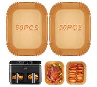 BYKITCHEN Air Fryer Liners for COSORI Dual Air Fryer 8.5L, 100Pcs Airfryer Accessories for Ninja Flex Drawer AF500UK, Compatible for Cuisinart XXL10.4L /Russell Hobbs Dual Fryers 9L