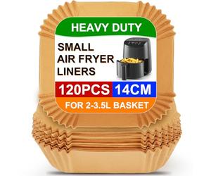 BYKITCHEN Air Fryer Liners for Cosori Small/Chefman Mini/Midea/Daewoo Compact 2L, 120PCS 5.5Inch Disposable Parchment Paper Air Fryer Liner, Nonstick Kitchen Accessories for Single AirFryer Baskets