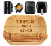 BYKITCHEN Air Fryer Liners for Ninja Double Stack SL300UK, 100 Count | Disposable Parchment Paper for Russell Hobbs 4L, Ninja Pro 4.7L, Philips 2000 4.2L, Air Fryer Accessories
