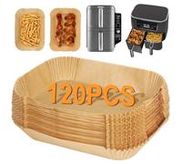 BYKITCHEN Air Fryer Liners for Ninja Double Stack SL400UK, 120 Count | Disposable Parchment Paper Air Fryer Liners for Ninja Stone Gold Airfryer 9.5L/Foodi Max AF400UKCP, Fryers Accessories