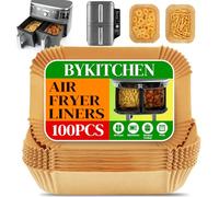 BYKITCHEN Air Fryer Liners for Ninja Dual Zone, 100pcs Air Fryer AF300UK AF400UK Accessories, Disposable Airfryer Parchment Paper Liners for Double Stack SL400UK, Compatible with Keplin, Tower Fryers