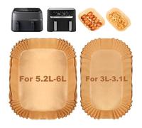 BYKITCHEN Air Fryer Liners for Tefal 5.2L & 3.1L Dual Air Fryer, Disposable Paper Liners, Air Fryer Accessories for Tower/Lakeland/Salter and Other Large & Small 2 Drawer Basket Air Fryer (100PCS)