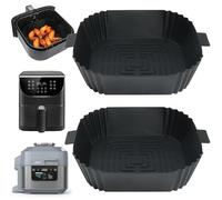 BYKITCHEN Air Fryer Silicone Liners for Ninja Speedi 5.7L/Cosori, 2 Pack Air Fryer Silicone Basket/Tray, Silicone Air Fryer Accessories for COSORI 3.8L-5.5L,Tefal Air Fryer (Inner:16.3cm, Black)