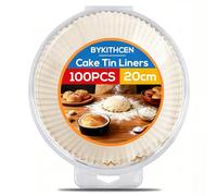 BYKITCHEN Cake Tin Liners 8 Inch, Round 100PCS, 20CM Greaseproof Parchment Paper Liner, Disposable Non-Stick Baking Parchment Circles for Springform & Round Cake Tin & Air Fryer to Make Cake