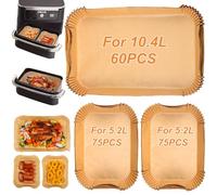 BYKITCHEN Disposable Air Fryer Liners for Ninja AF500UK 10.4L, 210 Count | 210 Large Parchment Air Fryer Liners for Cuisinart XXXL 13.6L, Ninja AF500UK 10.4L FlexDrawer, Air Fryer Accessories