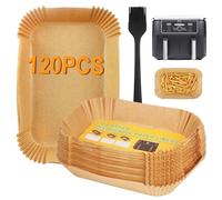 BYKITCHEN Disposable Air Fryer Liners for Ninja Dual, 120 Count | Rectangular Parchment Paper Airfryer Liners, For Ninja Foodi MAX AF400UK/AF400UKCP/Stone Gold DZ400UKSTGD, 9.5L Drawers