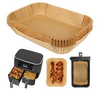 BYKITCHEN Disposable Air Fryer Liners for Ninja Dual 9L/9.5L, 50 Count | Rectangular Parchment Paper Liners, For Ninja AF300UK, AF400UK, Tower and other 9L Dual-drawer Fryers, Airfryer Accessories