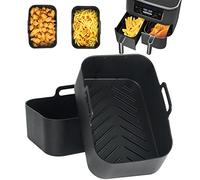 BYKITCHEN Reusable Silicone Air Fryer Liners for Ninja Dual AF300UK | Thick Black Silicone Air Fryer Liners for Ninja AF300UK Dual Baskets, Air Fryer Accessories