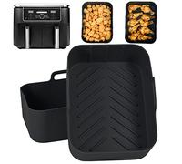 BYKITCHEN Reusable Silicone Air Fryer Liners for Ninja Dual/Tower, 2 Count | Reusable Silicone Air Fryer Tray for Ninja AF400UK/AF400UKCP, Non-Stick Surface, Also Fits Tower, Air Fryer Accessories
